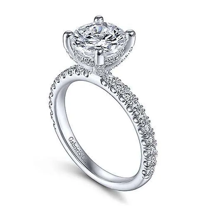 Gabriel & Co. .56CTW Amira Round Diamond Engagement Ring Semi-Mounting in 14K White Gold
