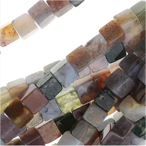 Gemstone Beads, Jasper & Agate Mix, Square Cube 4mm, Purple Tone (15.5 Inch Strand)