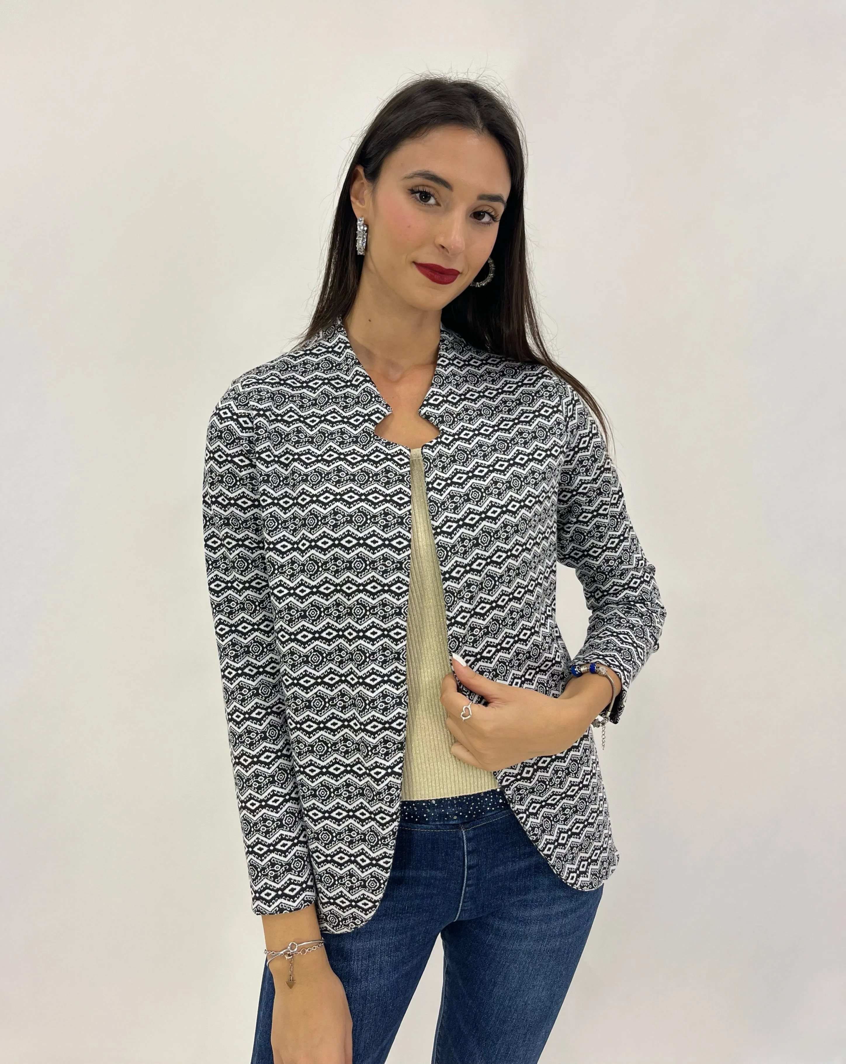 Giacca aperta con fantasia zigzag