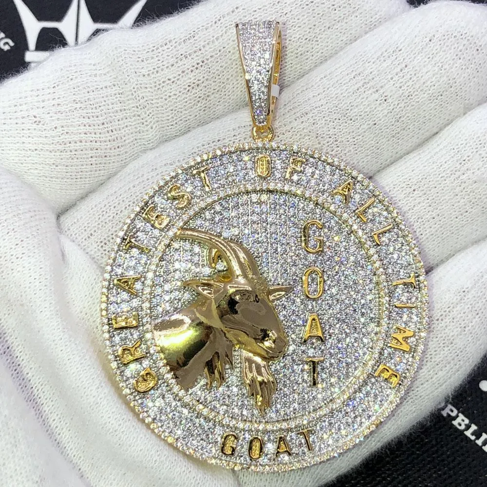 GOAT Greatest of All Time Medallion CZ Hip Hop Bling Bling Pendant