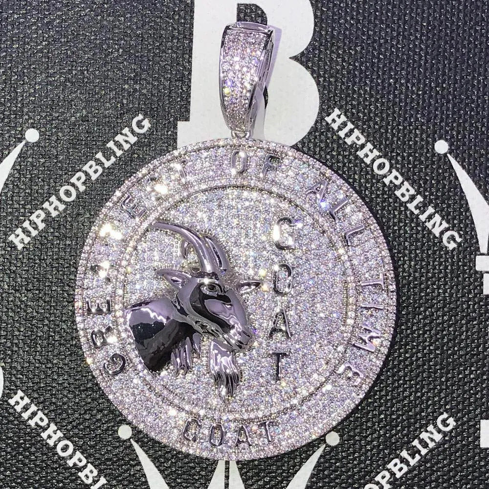 GOAT Greatest of All Time Medallion CZ Hip Hop Bling Bling Pendant