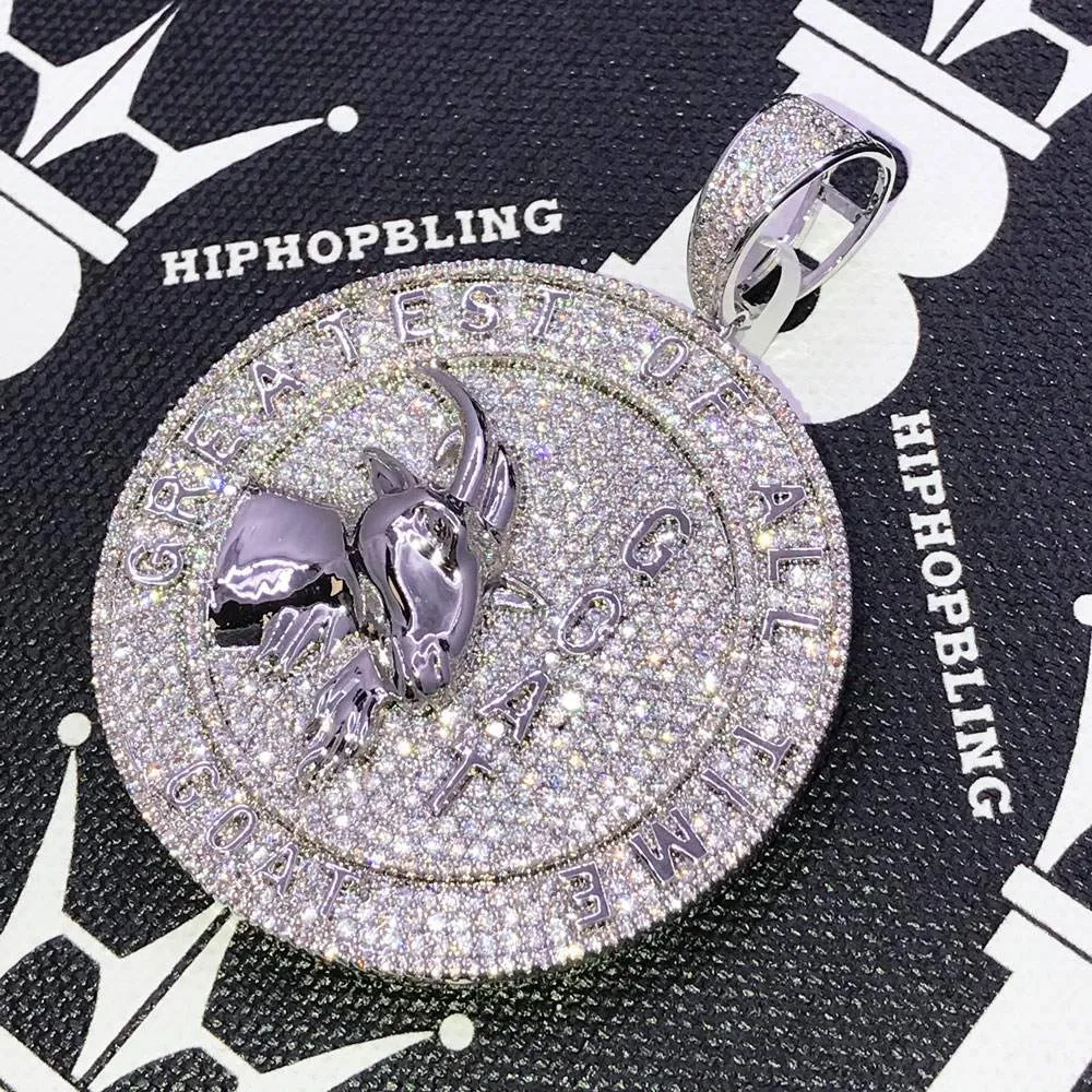 GOAT Greatest of All Time Medallion CZ Hip Hop Bling Bling Pendant