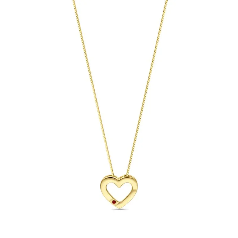 Gold Heart Pendant with 1.5mm Round Facet Garnet