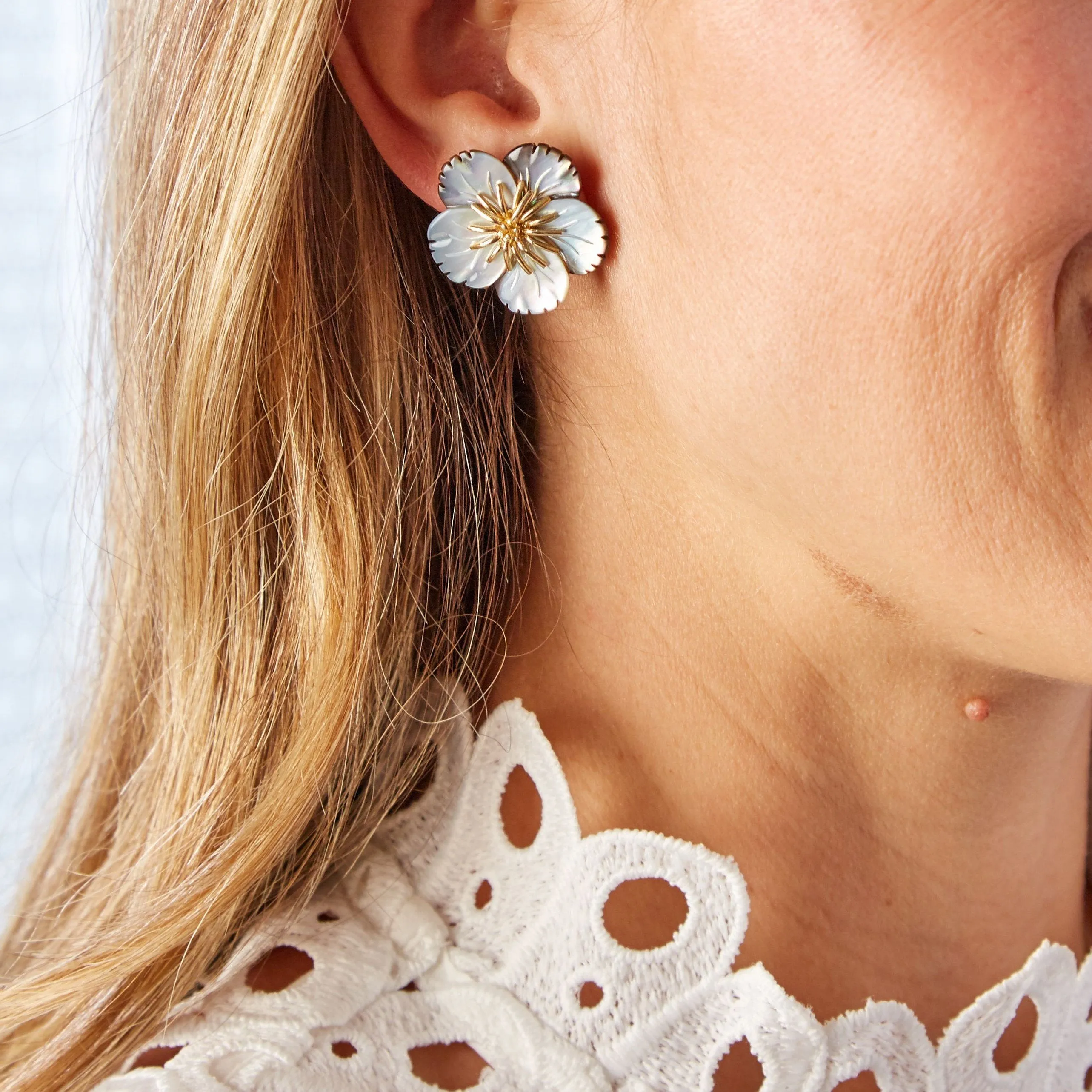 Grey Wildflower Earrings