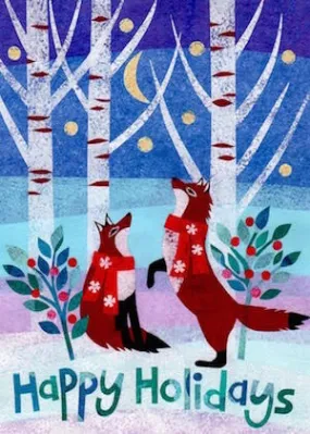 Happy Holidays Foxes Boxed Cards