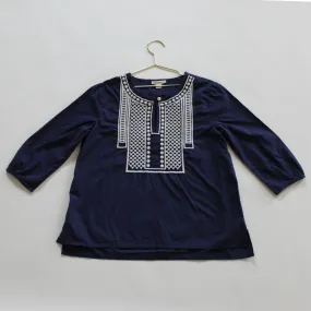 J Crew Navy and White Kaftan Top: 10 Years