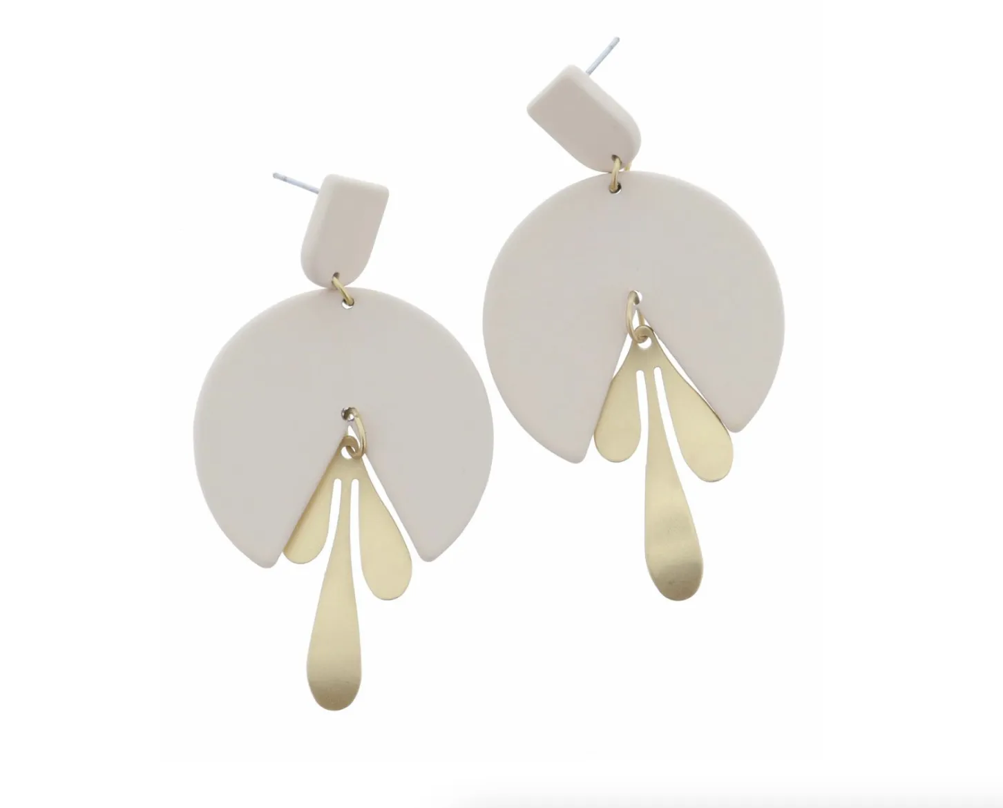 Jane Marie | Muted Pink w/ Gold Dangle Earrings