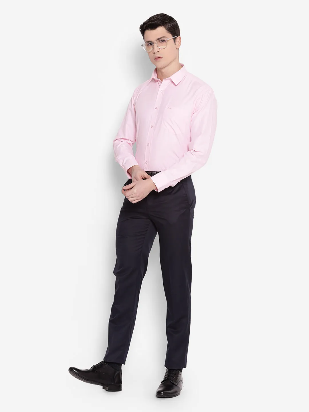 JUMP USA Men Pink Solid PolyCotton Formal Shirts