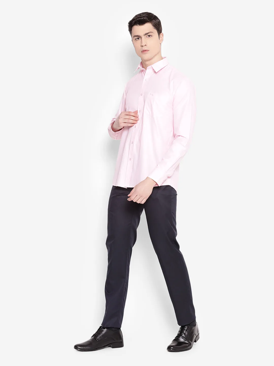 JUMP USA Men Pink Solid PolyCotton Formal Shirts