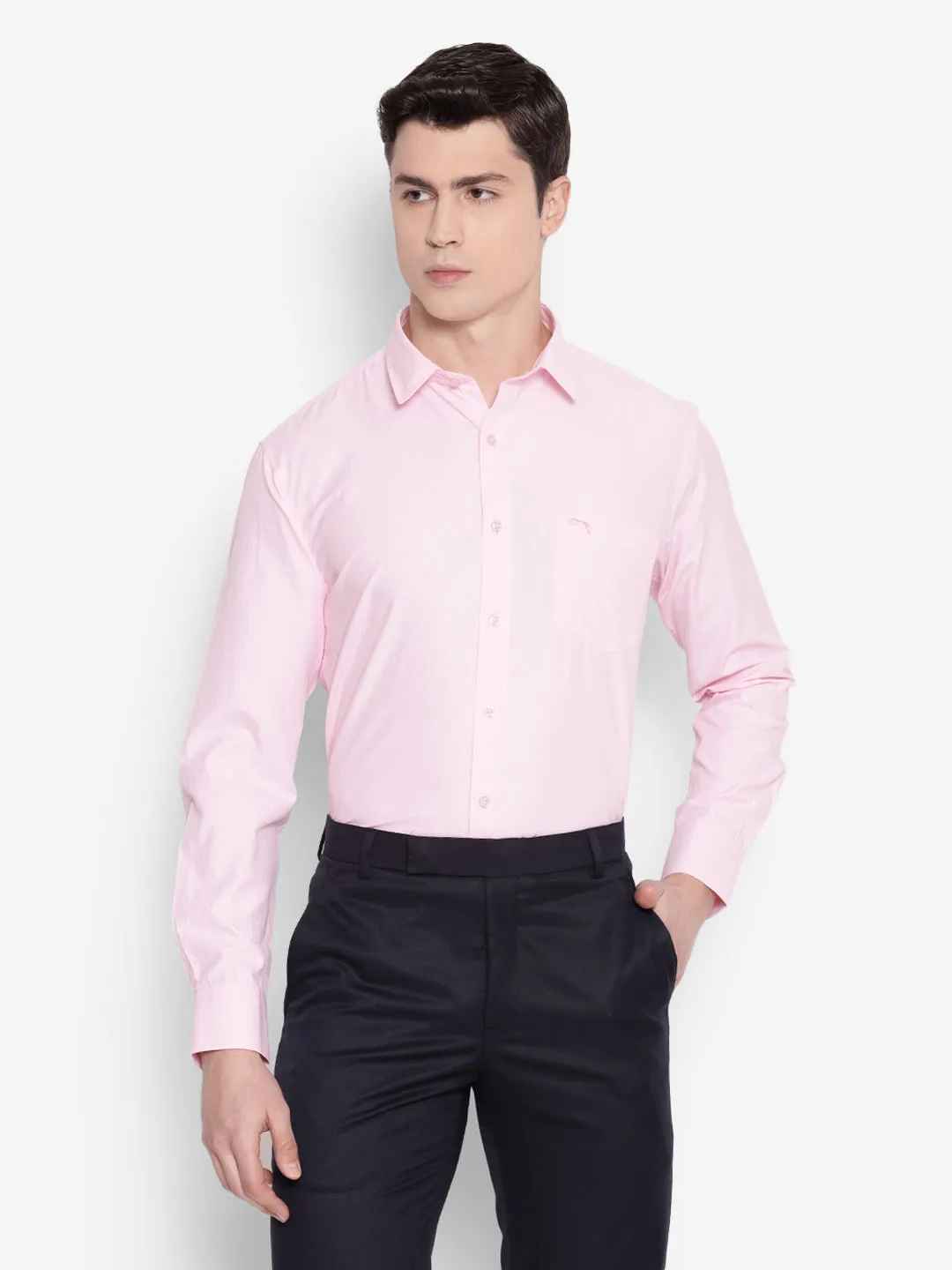 JUMP USA Men Pink Solid PolyCotton Formal Shirts