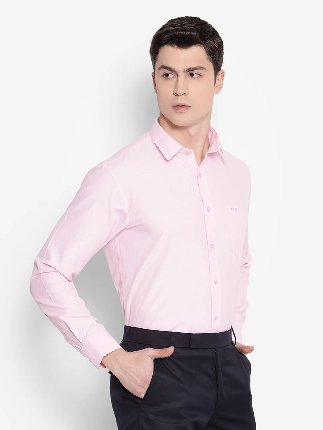 JUMP USA Men Pink Solid PolyCotton Formal Shirts