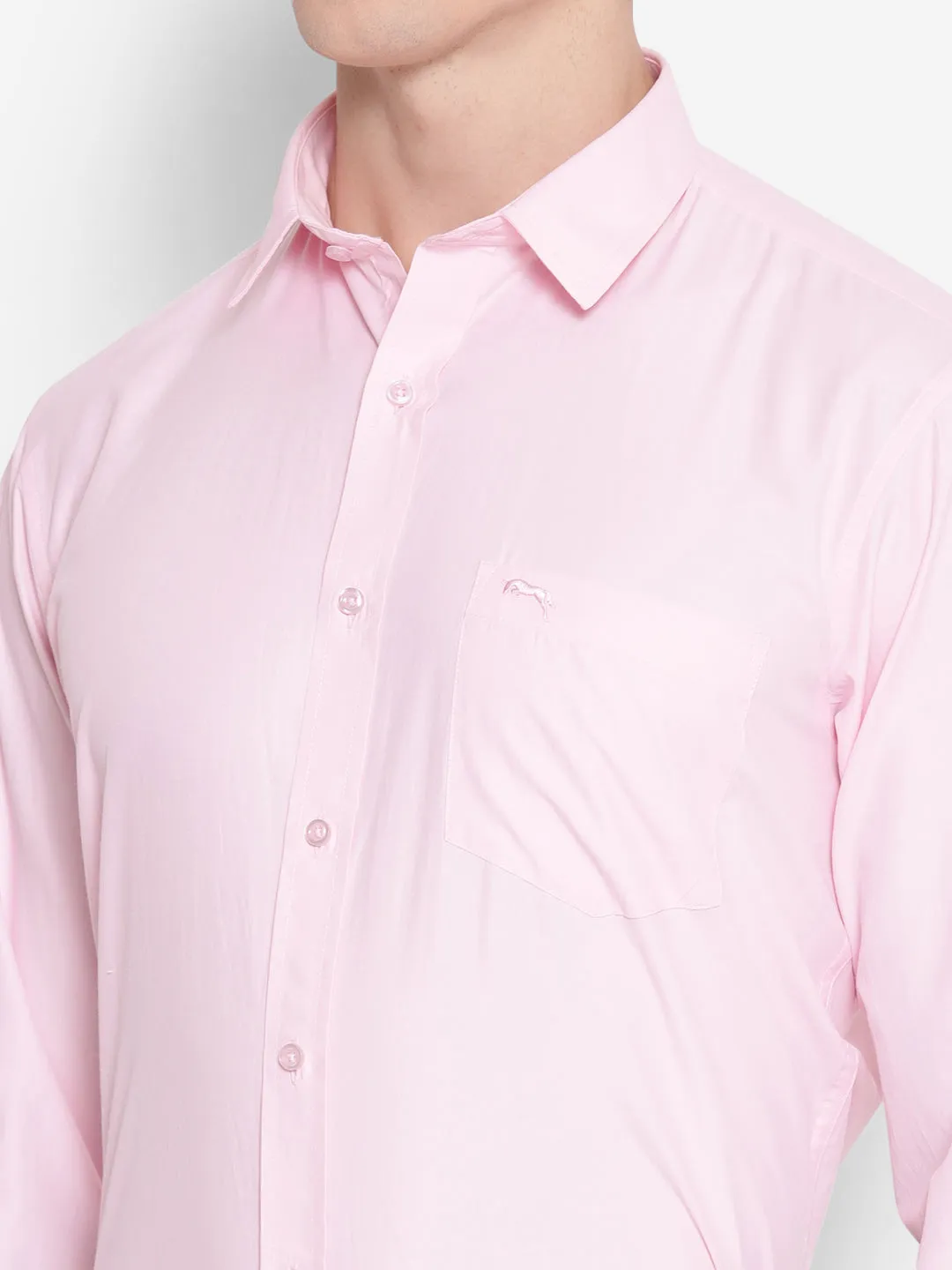 JUMP USA Men Pink Solid PolyCotton Formal Shirts