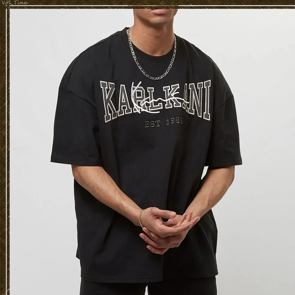 KARL KANI  |Crew Neck Street Style Cotton Short Sleeves Logo