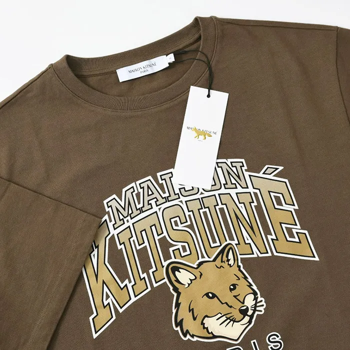 MAISON KITSUNE  |Crew Neck Plain Cotton Short Sleeves Logo Designers