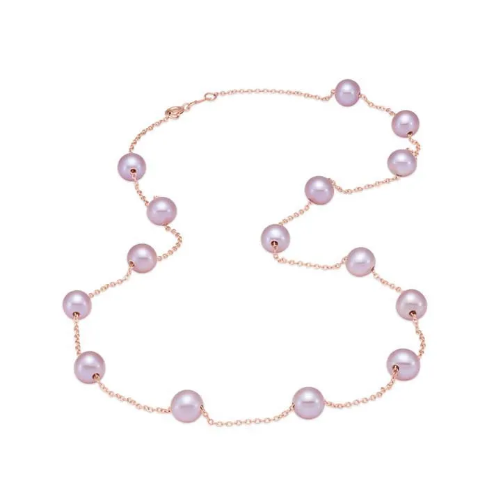 Mastoloni 17 5.5-6mm Pink Freshwater Cultured Pearl Tin Cup Necklace in 14K Rose Gold