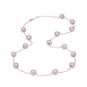 Mastoloni 17 5.5-6mm Pink Freshwater Cultured Pearl Tin Cup Necklace in 14K Rose Gold