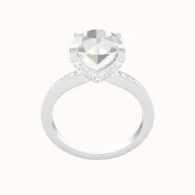 Micropave Engagement Ring With Double Pave V Prong Head