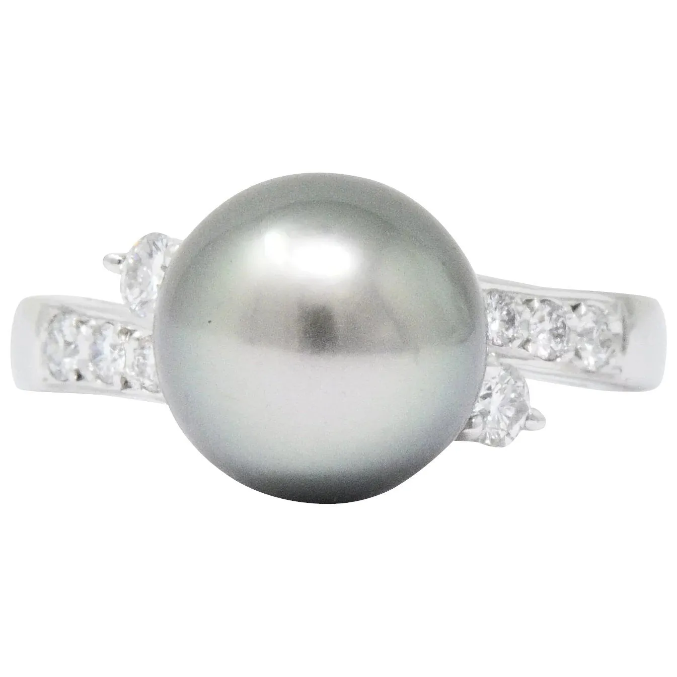 Mikimoto Grey South Sea Pearl 0.40 CTW Diamond Platinum Ring