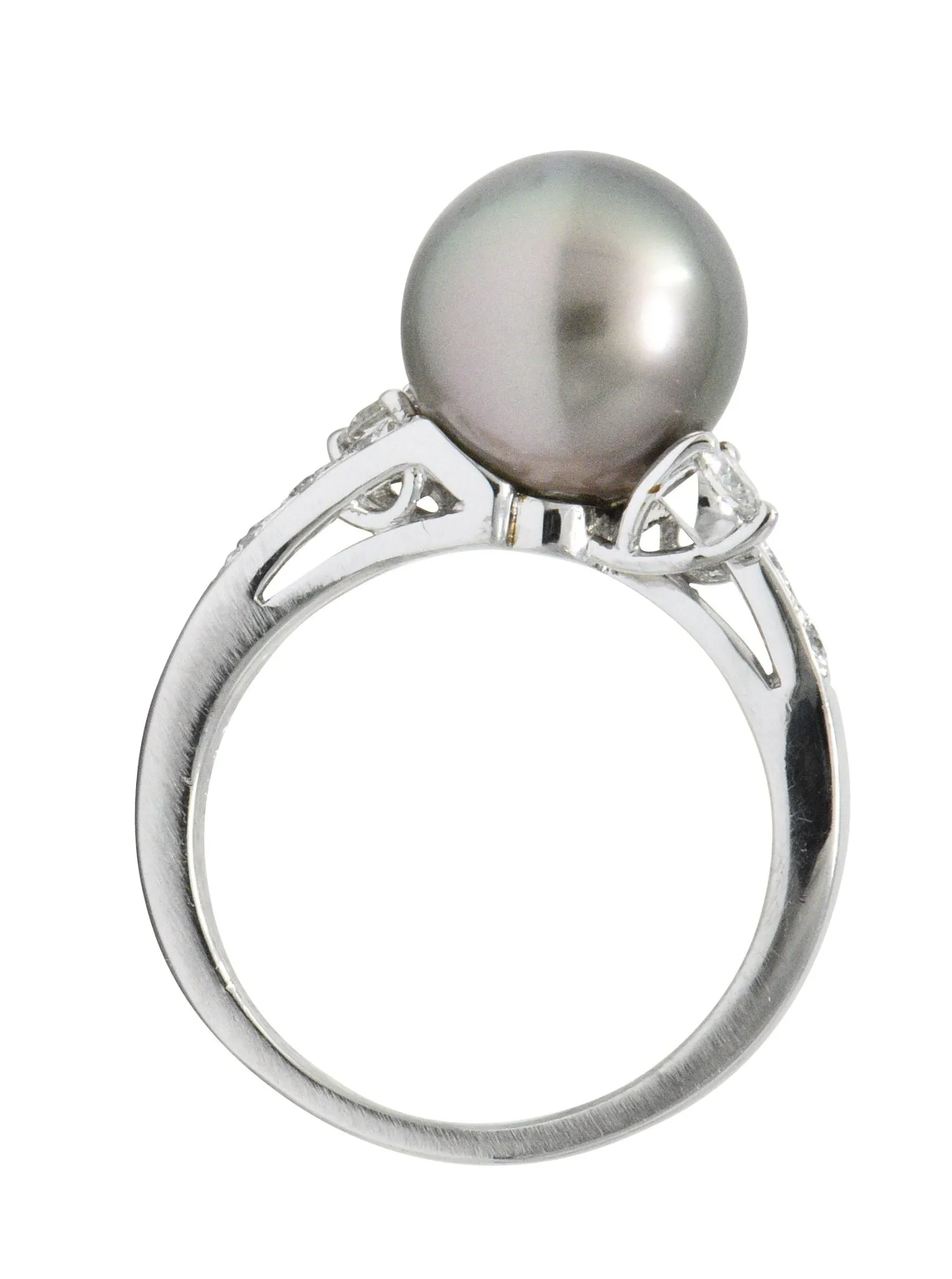 Mikimoto Grey South Sea Pearl 0.40 CTW Diamond Platinum Ring