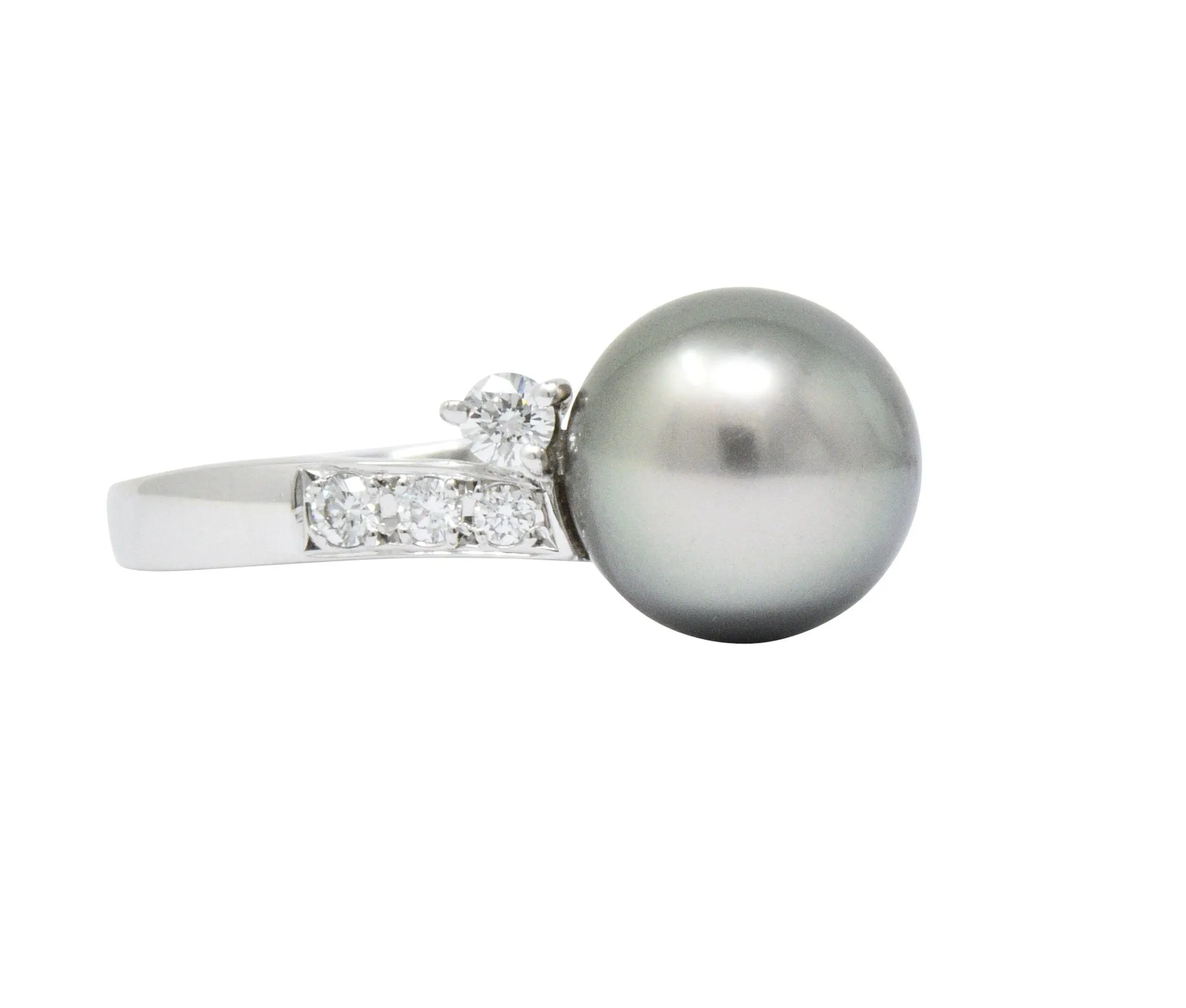 Mikimoto Grey South Sea Pearl 0.40 CTW Diamond Platinum Ring