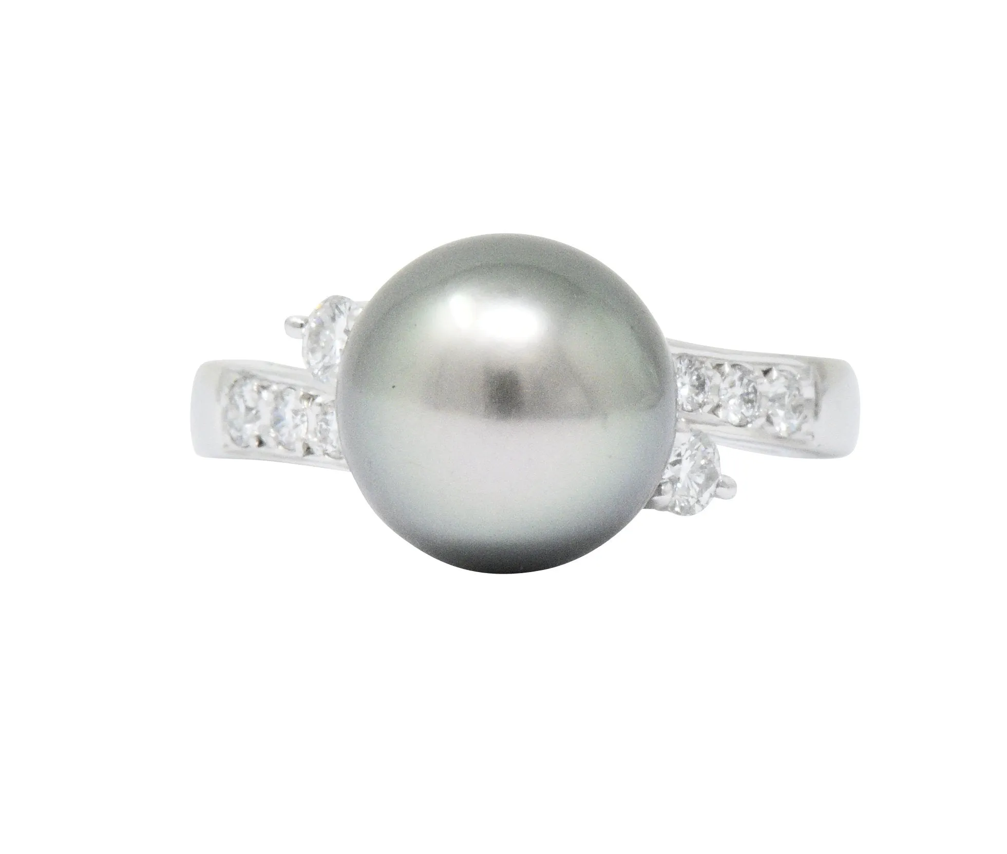 Mikimoto Grey South Sea Pearl 0.40 CTW Diamond Platinum Ring