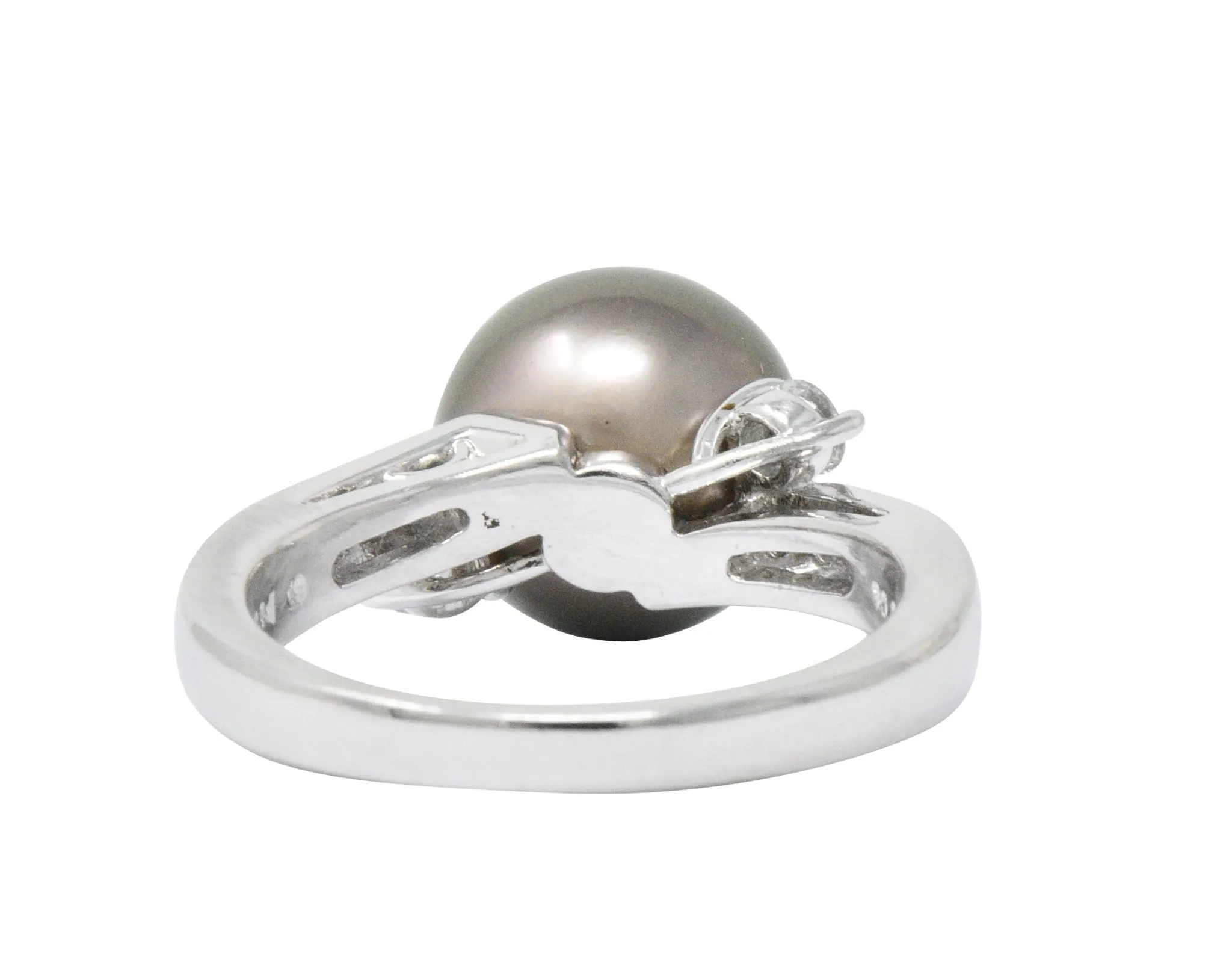 Mikimoto Grey South Sea Pearl 0.40 CTW Diamond Platinum Ring