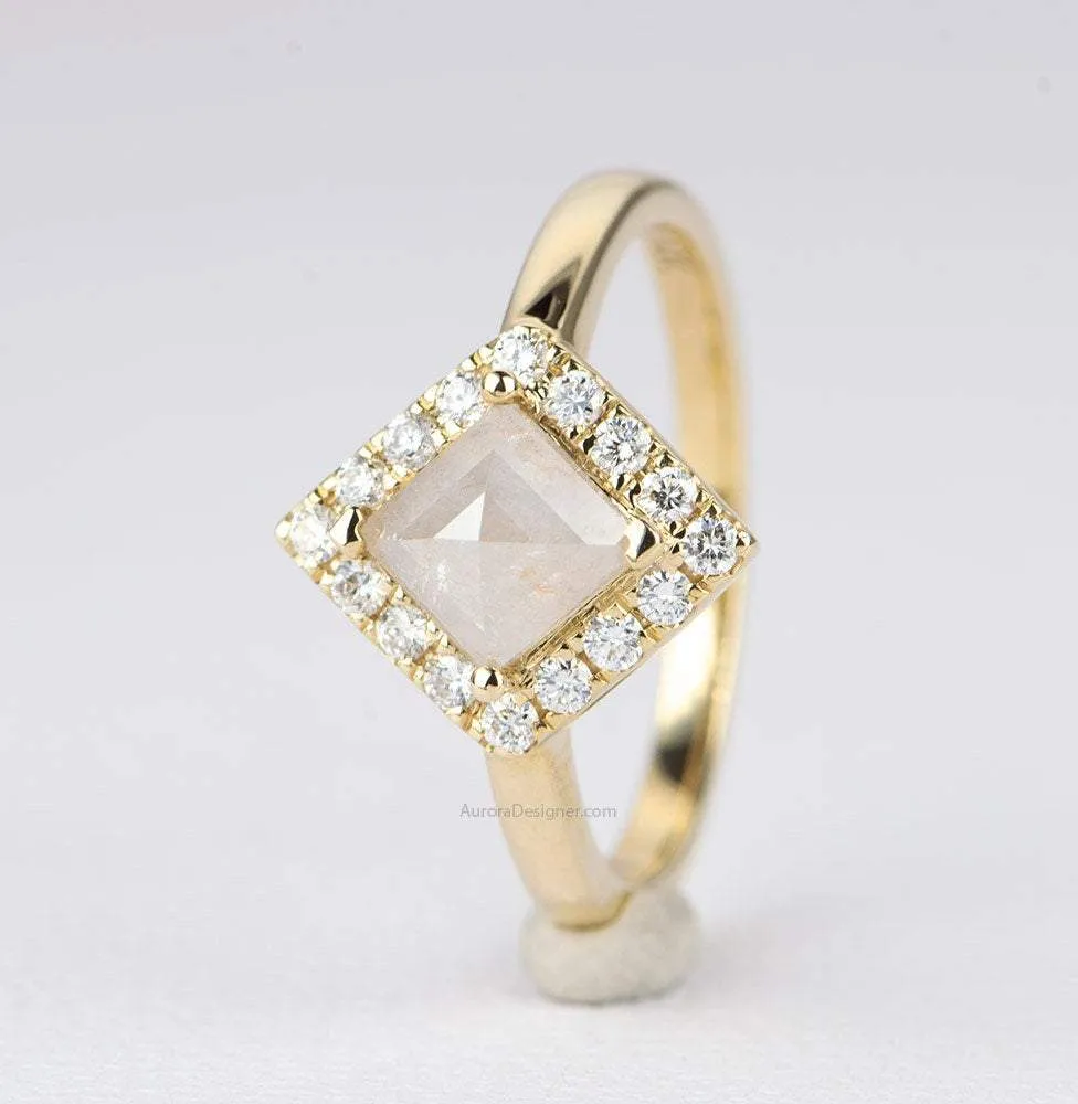 Milky White Kite-Shape Diamond 14K Gold Engagement Ring AD1258-5