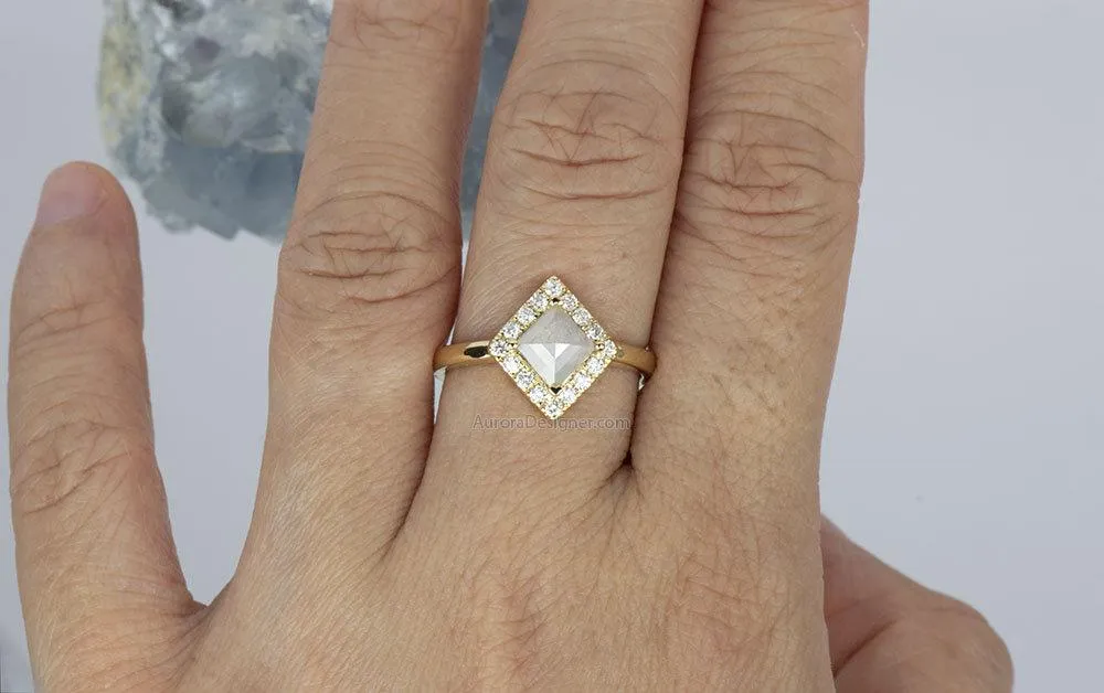 Milky White Kite-Shape Diamond 14K Gold Engagement Ring AD1258-5