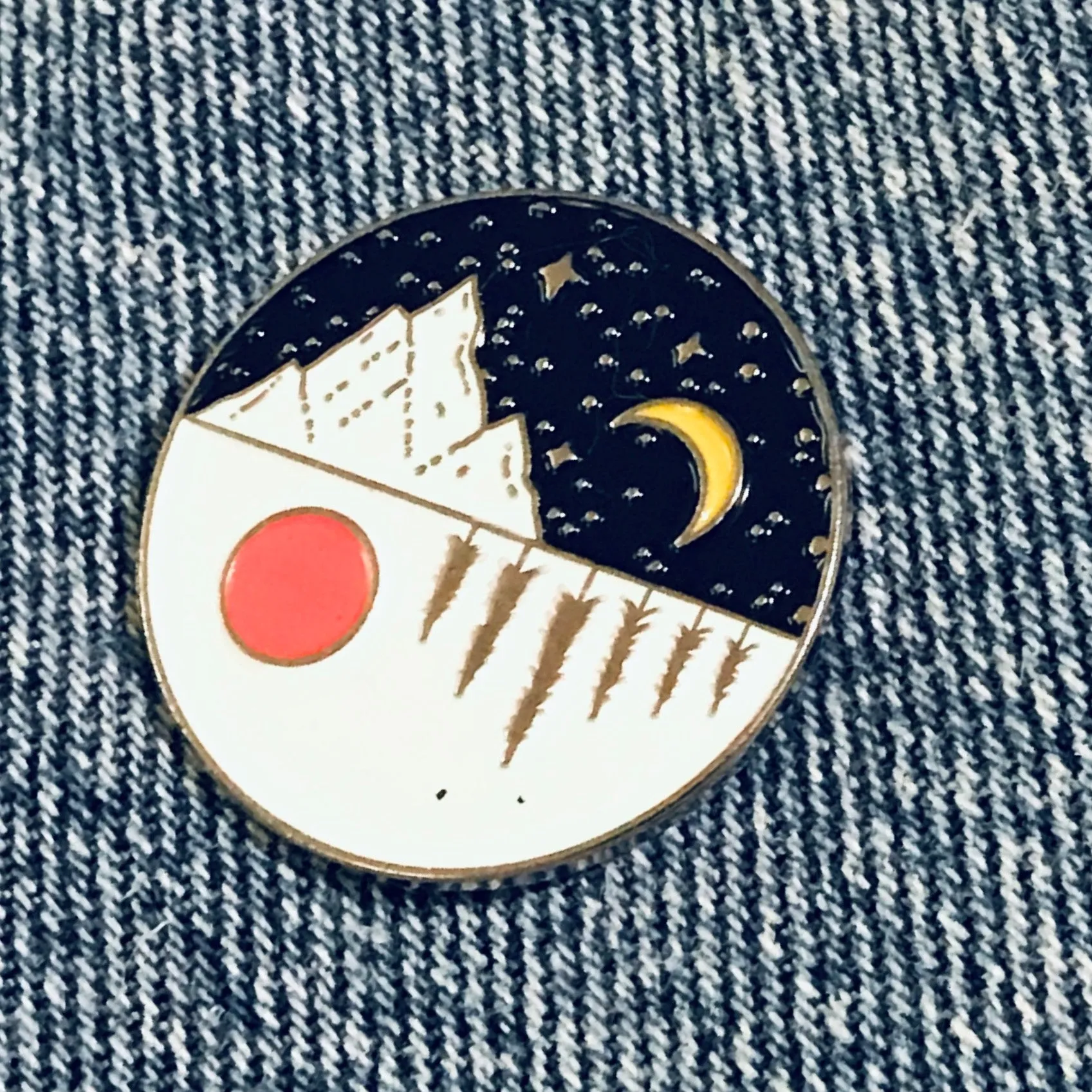 Mountain Forest Sun Moon outdoor Enamel Pin