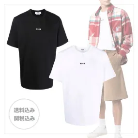 MSGM  |Crew Neck Street Style Plain Cotton Short Sleeves Logo