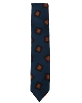 Navy and Brown Geometric Tie