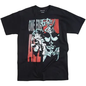 One For All Deku and All Might Black Tee