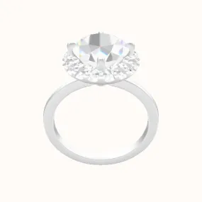 Open Solitaire Engagement Ring With Petal Prong Halo Head