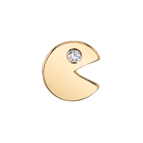 Pacman Threaded End in Gold with White CZ