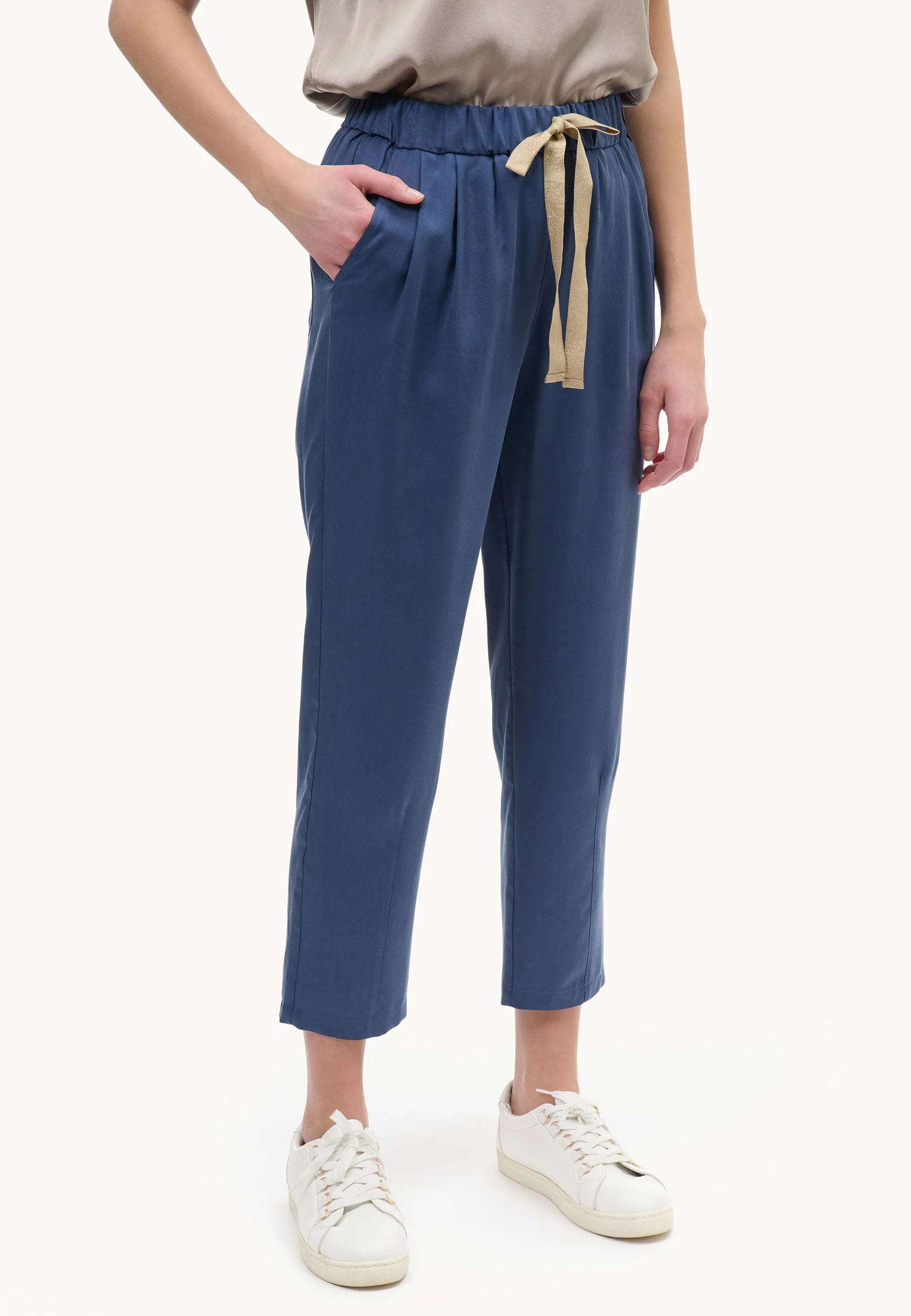 Pantalone con coulisse in lurex