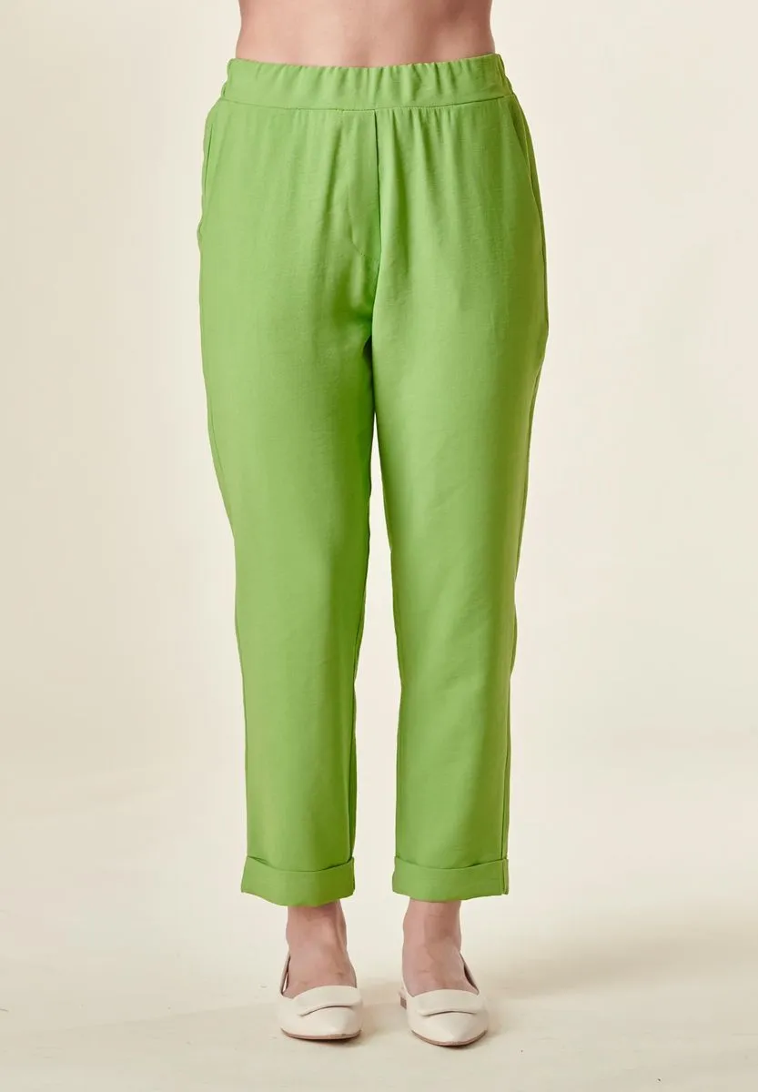 Pantalone mela carrot vita elastica risvolto