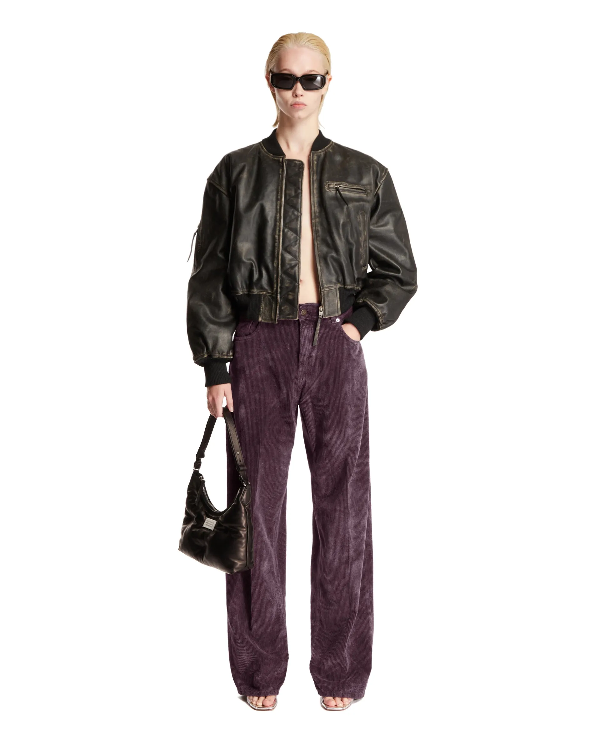 Pantaloni Ampi Viola In Velluto