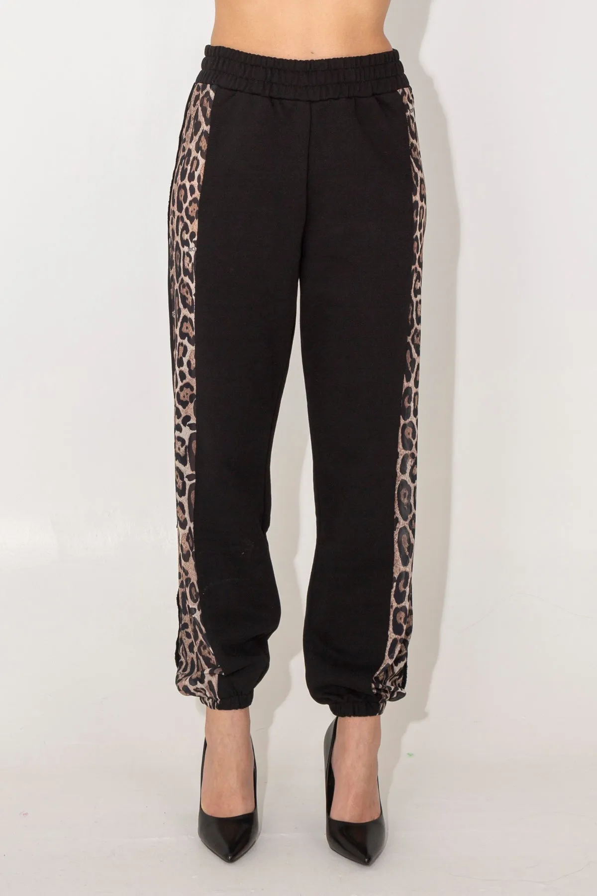 Pantaloni tuta con dettagli animalier