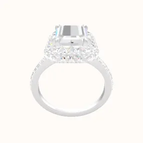 Pave Cathedral Engagement Ring With Double Prong Waterfall Halo Head