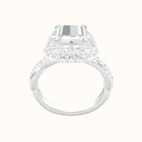 Pave Rope Engagement Ring With Double Prong Waterfall Halo Head