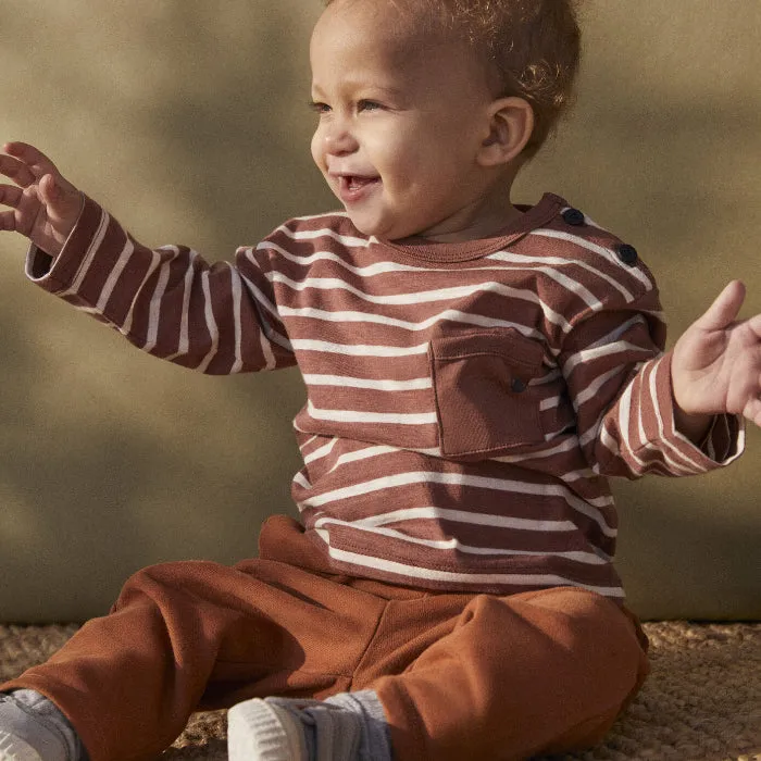 Petit Bateau Baby Calypso T-shirt Cinnamon Brown Stripes