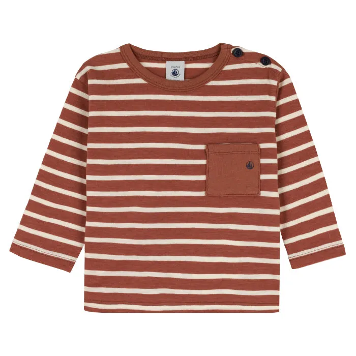 Petit Bateau Baby Calypso T-shirt Cinnamon Brown Stripes