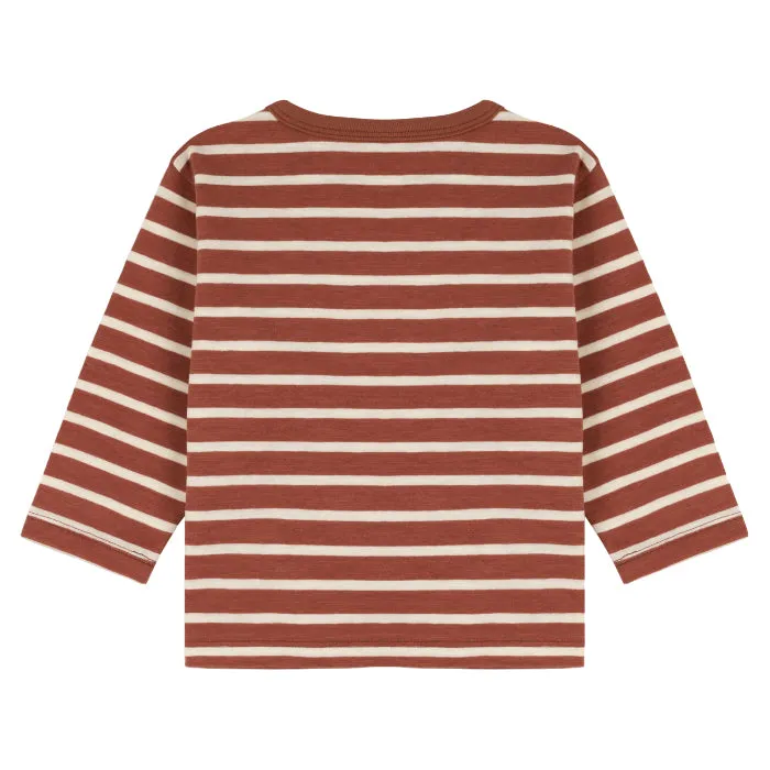 Petit Bateau Baby Calypso T-shirt Cinnamon Brown Stripes