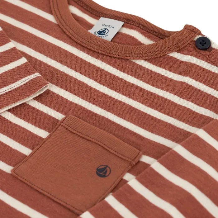 Petit Bateau Baby Calypso T-shirt Cinnamon Brown Stripes