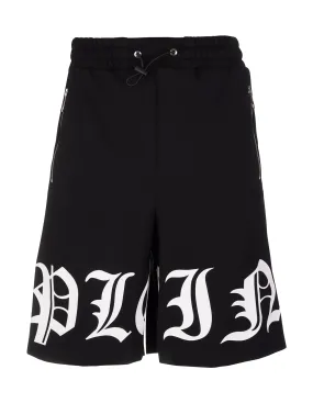 Philipp Plein Gothic Logo Print Shorts