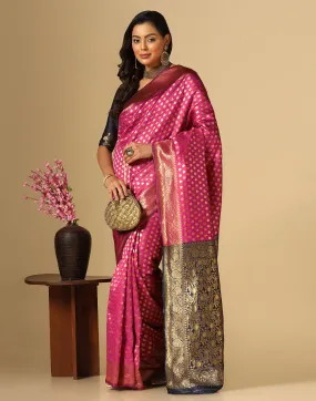 Pink Banarasi Silk Saree