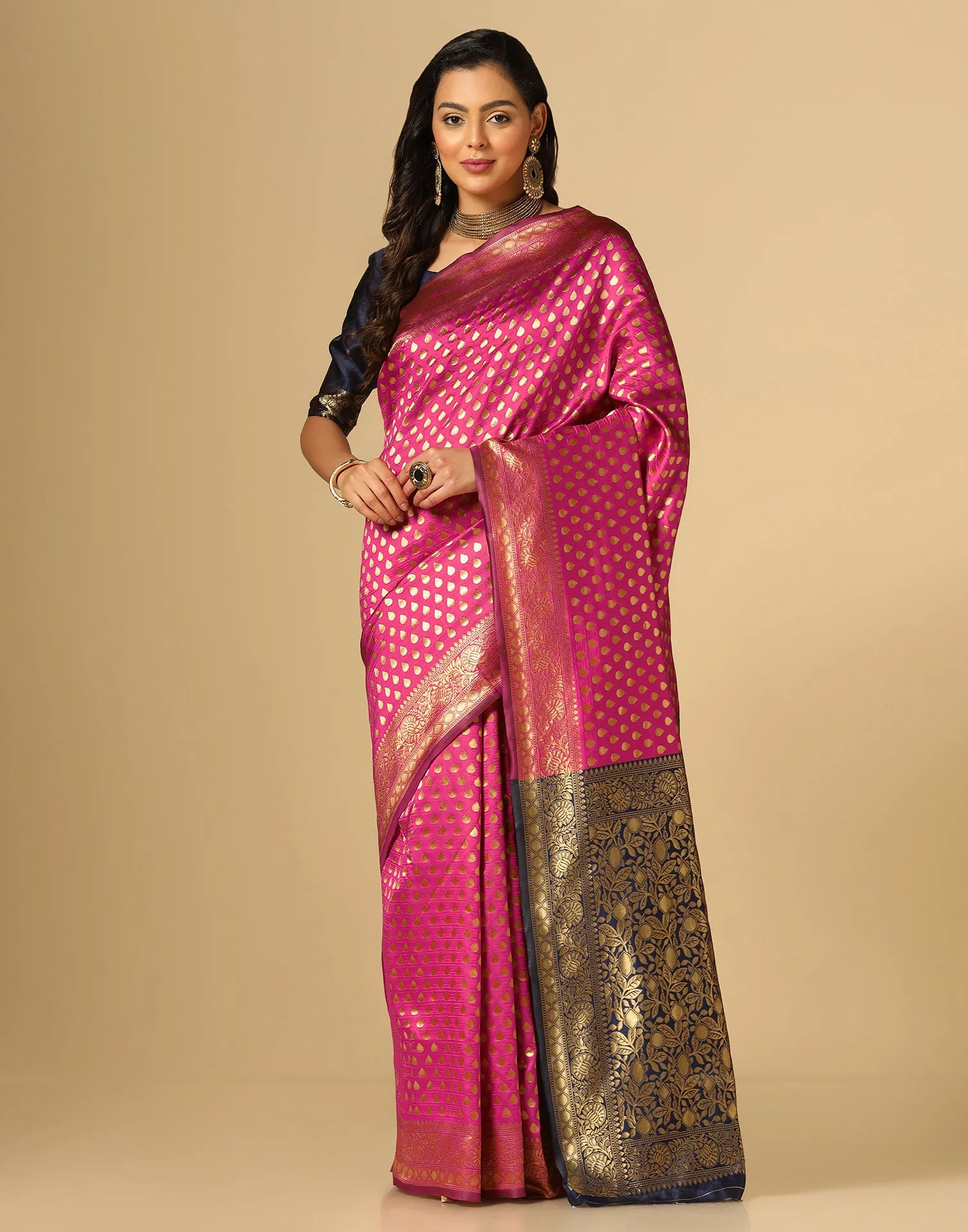 Pink Banarasi Silk Saree