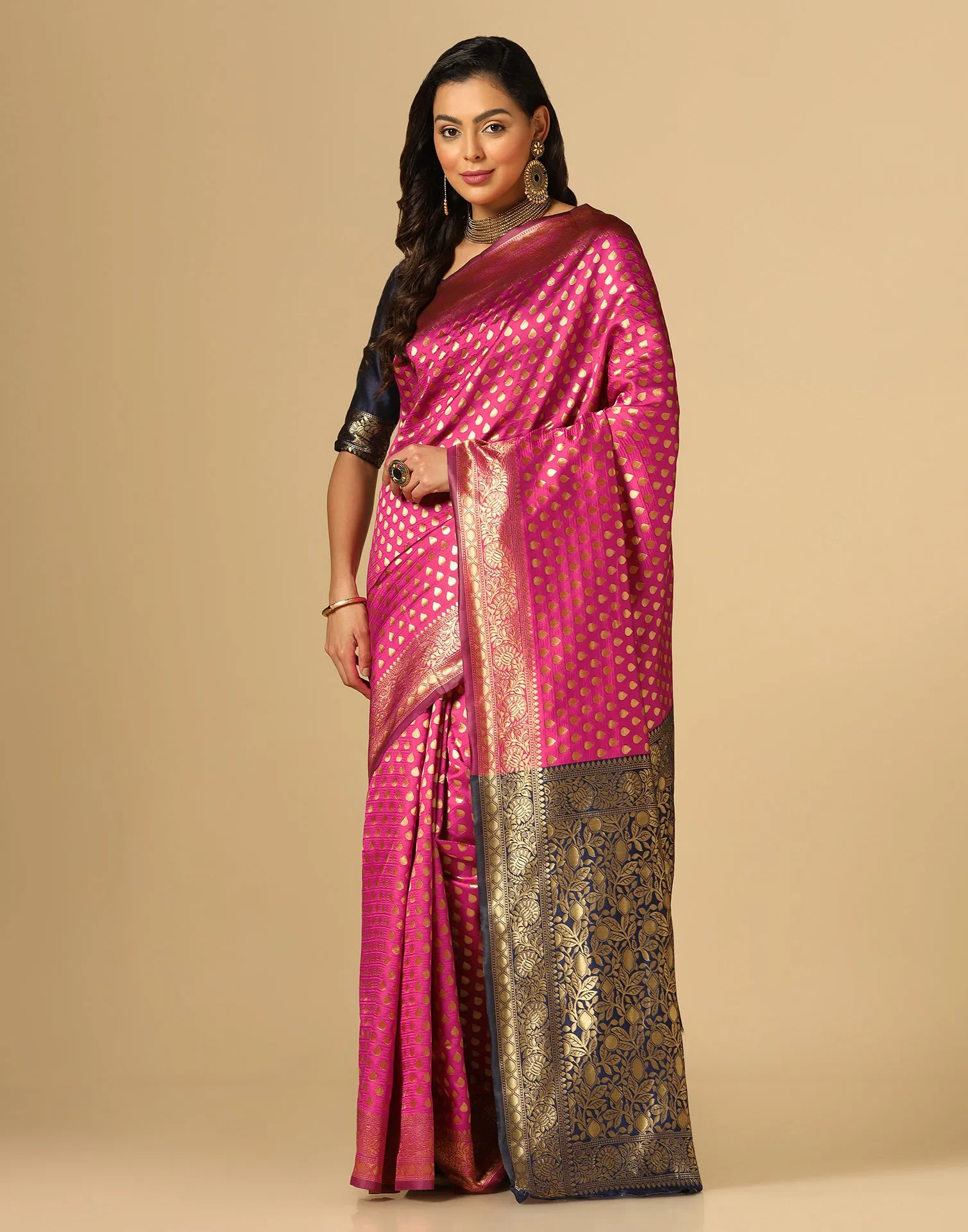 Pink Banarasi Silk Saree