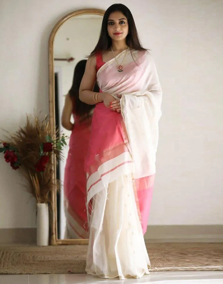 Pink Cotton Weaving Saree