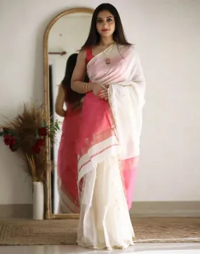 Pink Cotton Weaving Saree